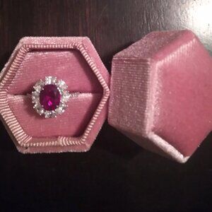 2.0 ct Oval Ruby Cubic Zirconia Sterling Silver Michooyel Fashion Jewelry Ring